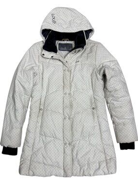 LOLE Designer White Insulated Winter Puffer Parka Jacket Coat Womens Medium